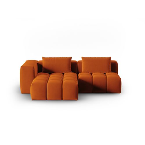 Canapé D'angle Gauche Modulable "lorella" 3 Places En Velours Terracotta