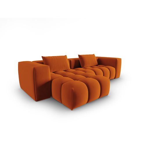Canapé D'angle Gauche Modulable "lorella" 3 Places En Velours Terracotta