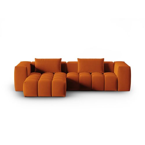 Canapé D'angle Gauche Modulable "lorella" 3 Places En Velours Terracotta