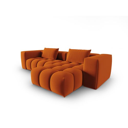 Canapé D'angle Droit Modulable "lorella" 3 Places En Velours Terracotta