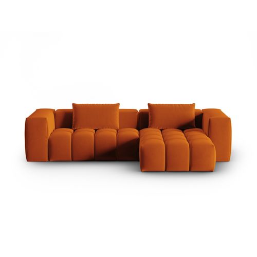Canapé D'angle Droit Modulable "lorella" 3 Places En Velours Terracotta