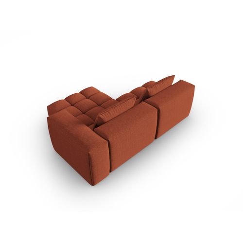 Canapé D'angle Droit Modulable "lorella" 3 Places En Tissu Structurel Corail