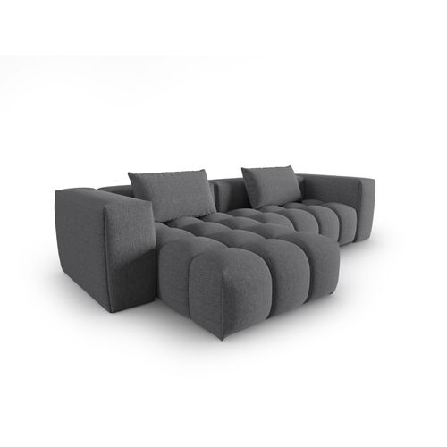 Canapé D'angle Gauche Modulable "lorella" 3 Places En Tissu Structurel Gris