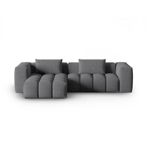Canapé D'angle Gauche Modulable "lorella" 3 Places En Tissu Structurel Gris