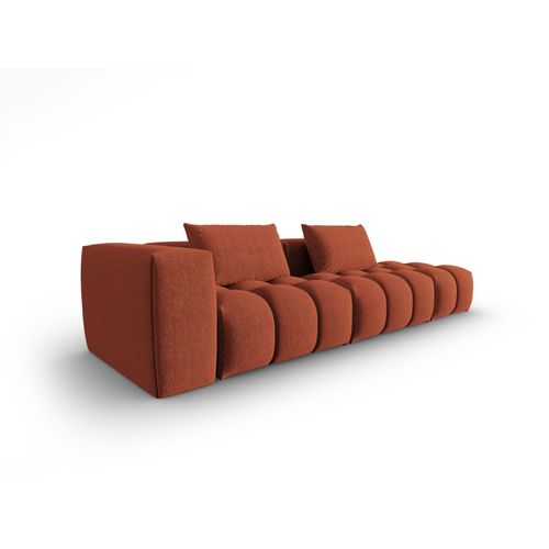 Canapé Modulable Droit "lorella" 3 Places En Tissu Structurel Corail