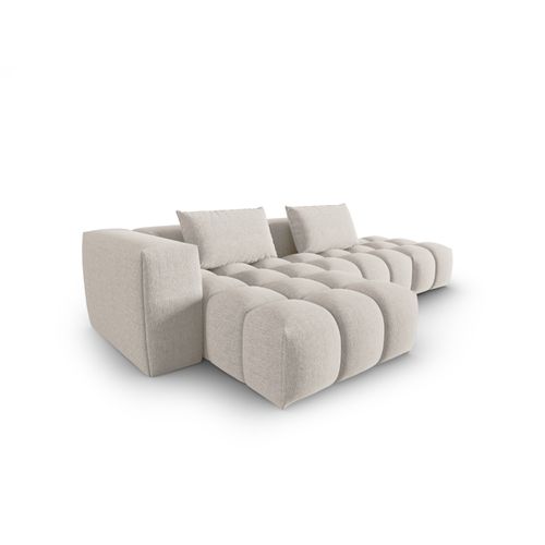 Canapé D'angle Gauche Modulable "lorella" 4 Places En Tissu Structurel Beige