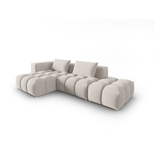 Canapé D'angle Gauche Modulable "lorella" 4 Places En Tissu Structurel Beige