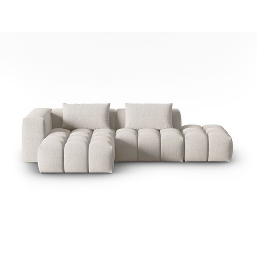 Canapé D'angle Gauche Modulable "lorella" 4 Places En Tissu Structurel Beige