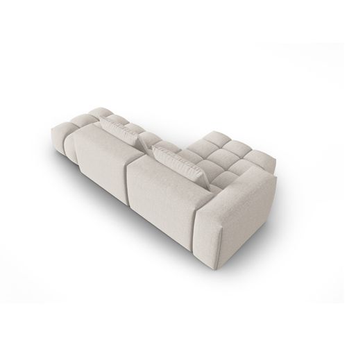 Canapé D'angle Gauche Modulable "lorella" 4 Places En Tissu Structurel Beige