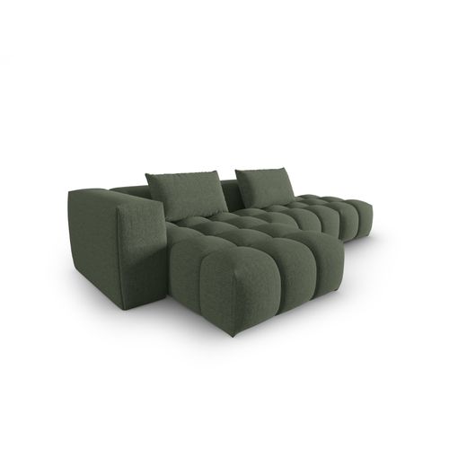 Canapé D'angle Gauche Modulable "lorella" 4 Places En Tissu Structurel Vert Olive Foncé