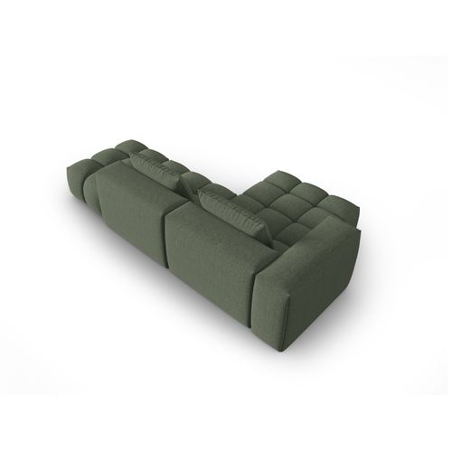 Canapé D'angle Gauche Modulable "lorella" 4 Places En Tissu Structurel Vert Olive Foncé