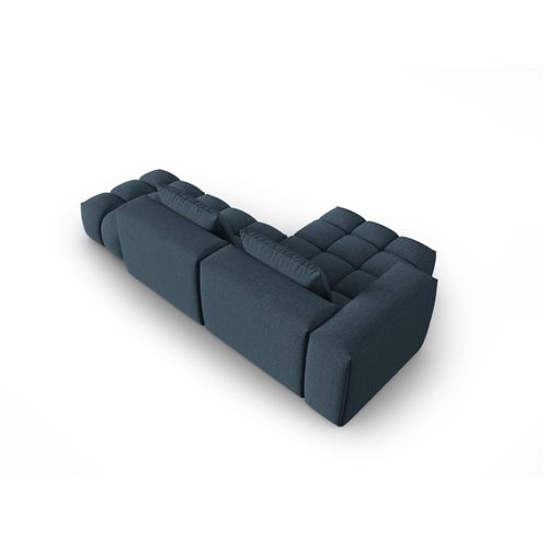 Canapé D'angle Gauche Modulable "lorella" 4 Places En Tissu Structurel Bleu Foncé