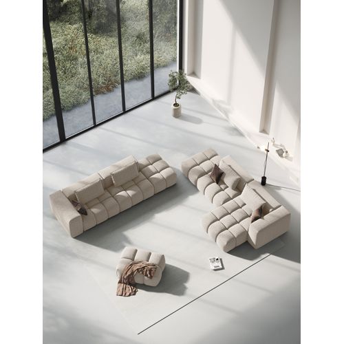 Canapé D'angle Droit Modulable "lorella" 4 Places En Tissu Structurel Le Sable