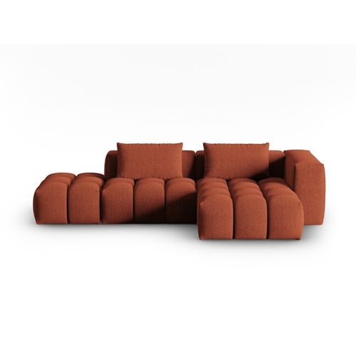 Canapé D'angle Droit Modulable "lorella" 4 Places En Tissu Structurel Corail