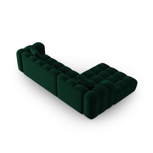 Canapé D'angle Gauche Modulable "clotilde" 4 Places En Velours Vert Bouteille