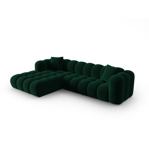 Canapé D'angle Gauche Modulable "clotilde" 4 Places En Velours Vert Bouteille