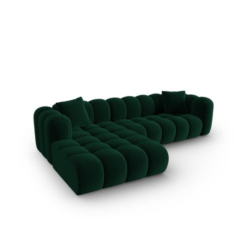 Canapé D'angle Gauche Modulable "clotilde" 4 Places En Velours Vert Bouteille