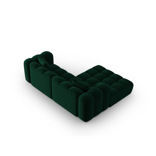 Canapé D'angle Gauche Modulable "clotilde" 3 Places En Velours Vert Bouteille