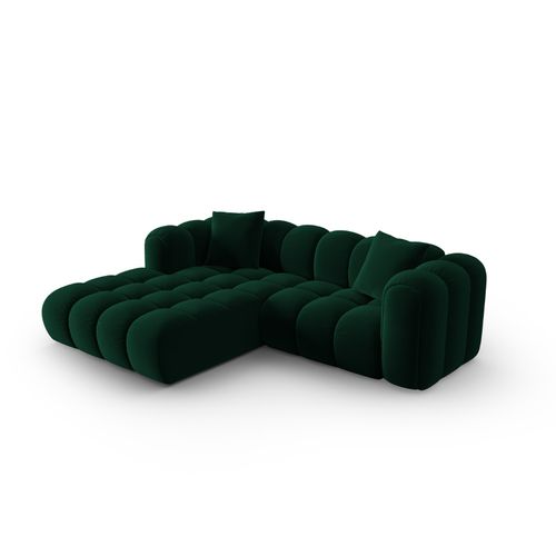 Canapé D'angle Gauche Modulable "clotilde" 3 Places En Velours Vert Bouteille