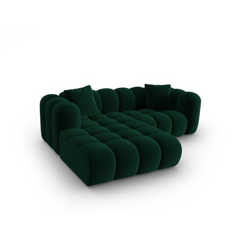 Canapé D'angle Gauche Modulable "clotilde" 3 Places En Velours Vert Bouteille