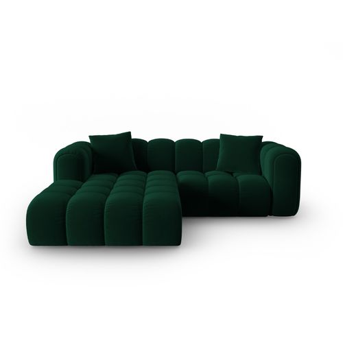 Canapé D'angle Gauche Modulable "clotilde" 3 Places En Velours Vert Bouteille