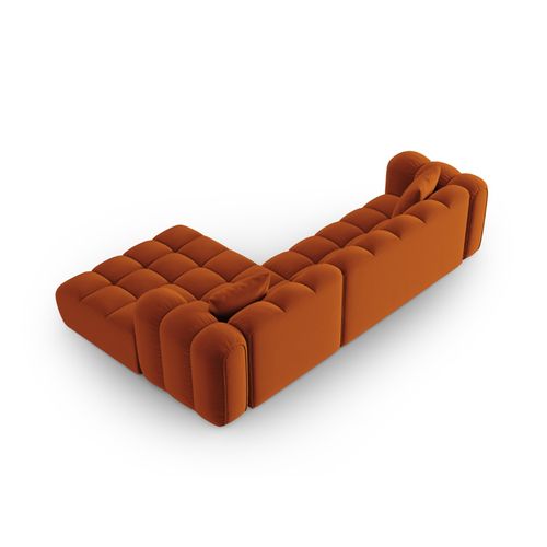 Canapé D'angle Droit Modulable "clotilde" 4 Places En Velours Terracotta