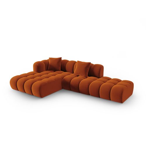 Canapé D'angle Gauche Modulable "clotilde" 4 Places En Velours Terracotta