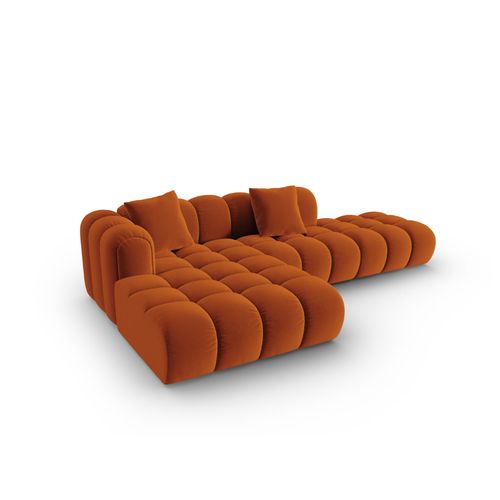 Canapé D'angle Gauche Modulable "clotilde" 4 Places En Velours Terracotta