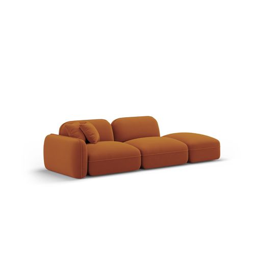 Canapé Modulable Droit "lucien" 3 Places En Velours Terracotta