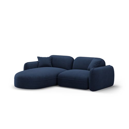 Canapé D'angle Gauche Modulable "lucien" 3 Places En Velours Bleu Foncé