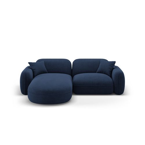 Canapé D'angle Gauche Modulable "lucien" 3 Places En Velours Bleu Foncé