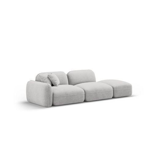 Canapé Modulable Droit "lucien" 3 Places En Velours Gris Clair