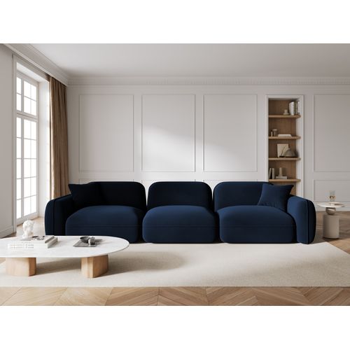 Canapé Modulable "lucien" 4 Places En Velours Bleu Roi