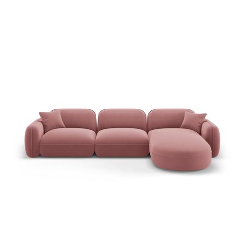 Canapé D'angle Droit Modulable "lucien" 4 Places En Velours Saumon