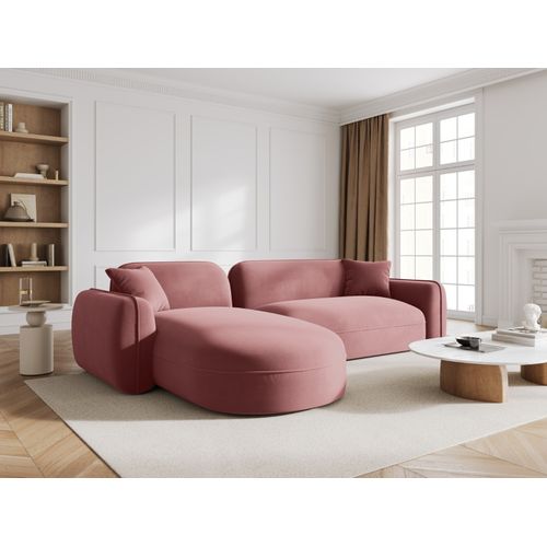 Canapé D'angle Gauche Modulable "lucien" 4 Places En Velours Saumon