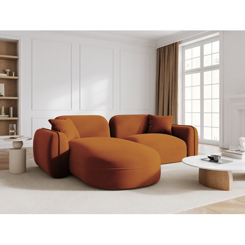 Canapé D'angle Gauche Modulable "lucien" 3 Places En Velours Terracotta