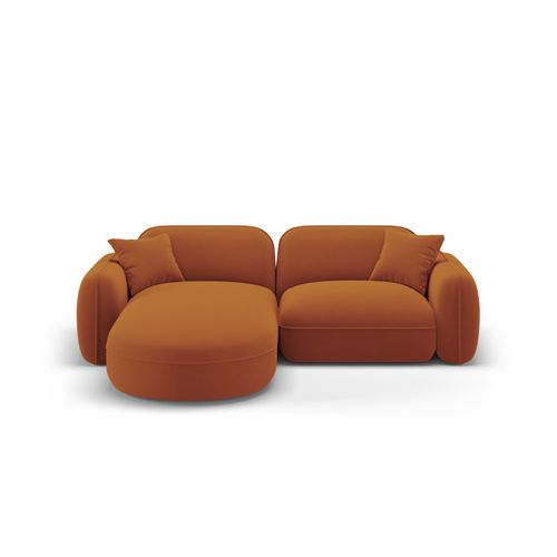 Canapé D'angle Gauche Modulable "lucien" 3 Places En Velours Terracotta