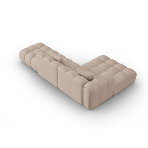 Canapé D'angle Gauche Modulable "clotilde" 4 Places En Tissu Structurel Cappuccino