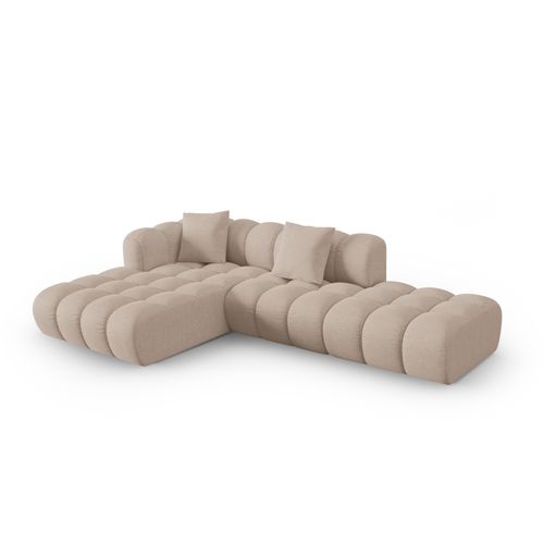 Canapé D'angle Gauche Modulable "clotilde" 4 Places En Tissu Structurel Cappuccino
