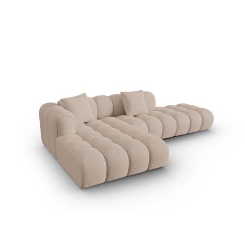 Canapé D'angle Gauche Modulable "clotilde" 4 Places En Tissu Structurel Cappuccino