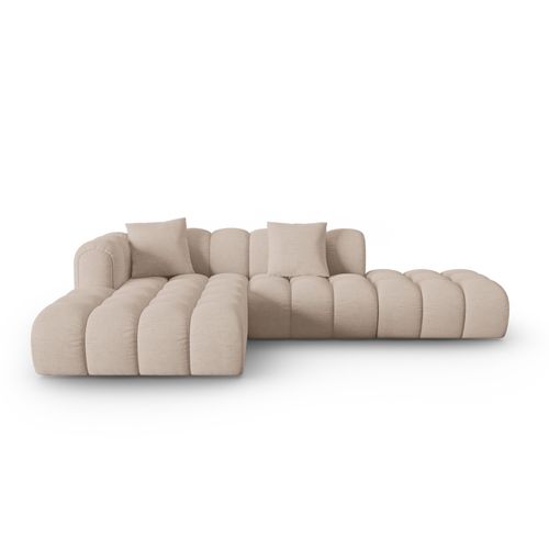 Canapé D'angle Gauche Modulable "clotilde" 4 Places En Tissu Structurel Cappuccino
