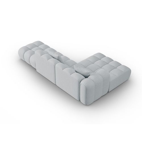 Canapé D'angle Gauche Modulable "clotilde" 4 Places En Tissu Structurel Gris Clair