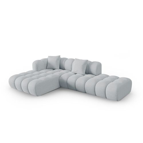 Canapé D'angle Gauche Modulable "clotilde" 4 Places En Tissu Structurel Gris Clair