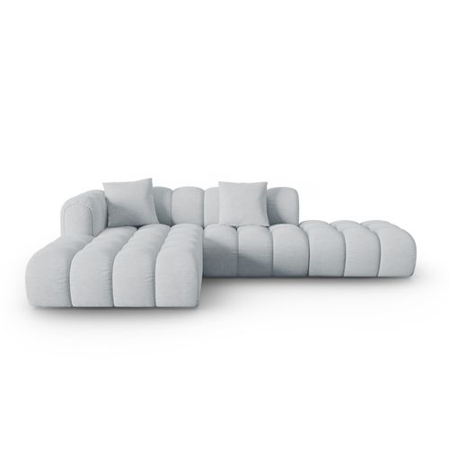 Canapé D'angle Gauche Modulable "clotilde" 4 Places En Tissu Structurel Gris Clair