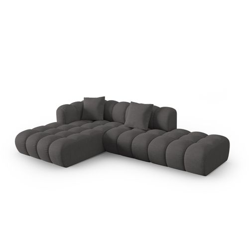 Canapé D'angle Gauche Modulable "clotilde" 4 Places En Tissu Structurel Gris
