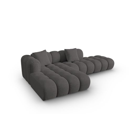 Canapé D'angle Gauche Modulable "clotilde" 4 Places En Tissu Structurel Gris