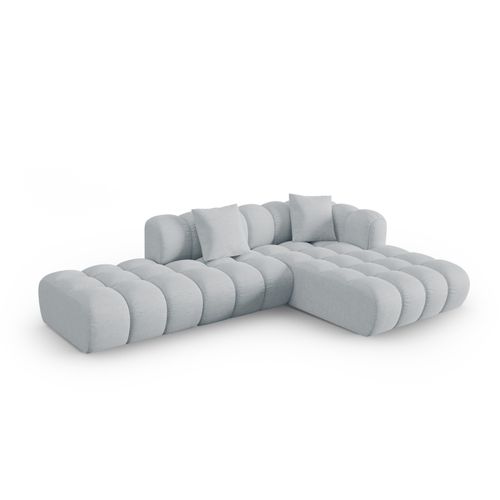 Canapé D'angle Droit Modulable "clotilde" 4 Places En Tissu Structurel Gris Clair