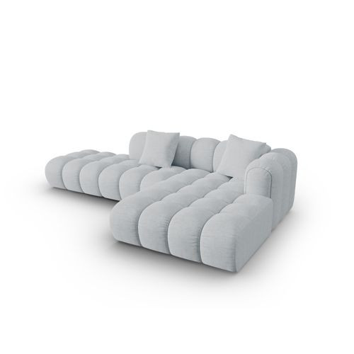 Canapé D'angle Droit Modulable "clotilde" 4 Places En Tissu Structurel Gris Clair