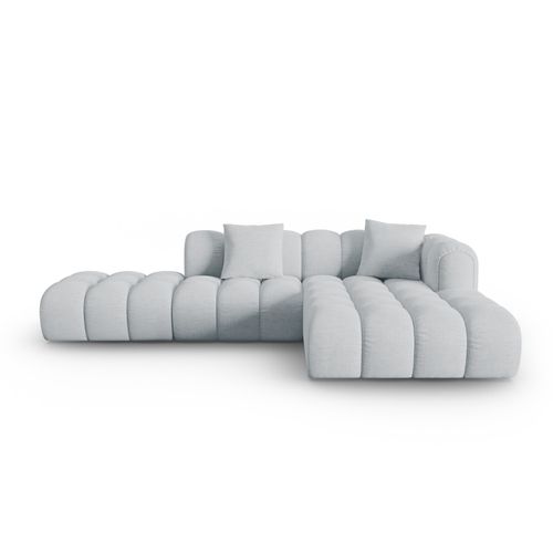Canapé D'angle Droit Modulable "clotilde" 4 Places En Tissu Structurel Gris Clair