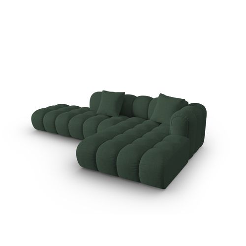 Canapé D'angle Droit Modulable "clotilde" 4 Places En Tissu Structurel Vert De Mer